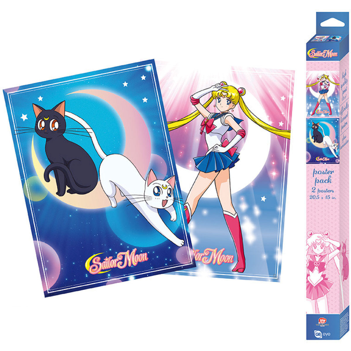 sailor moon - set 2 chibi posters 52x38cm - sailor moon & cats