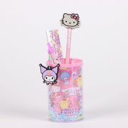 set di portapenne + penna + matita + righello - hello kitty