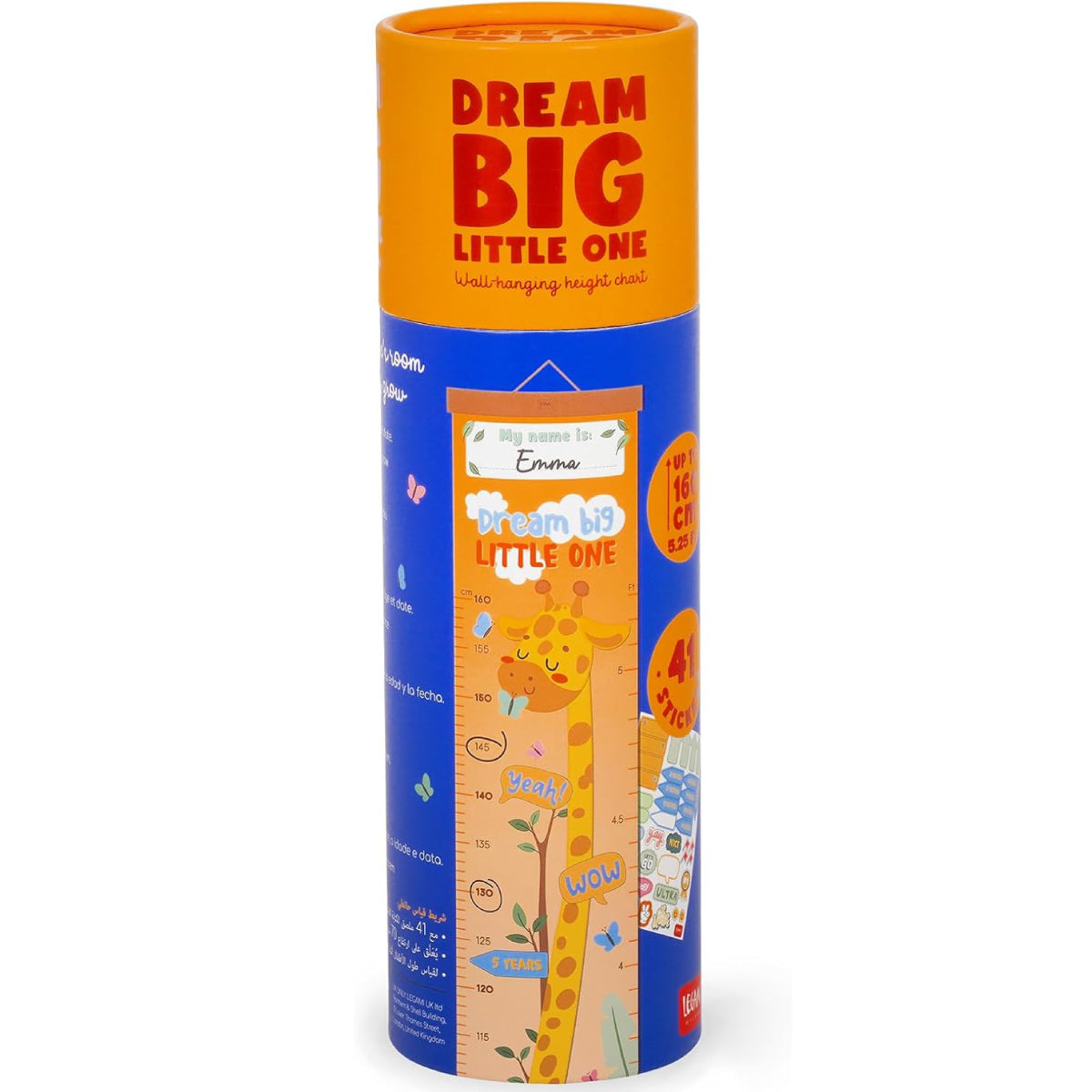 wall-hanging height chart - dream big little one - giraffa