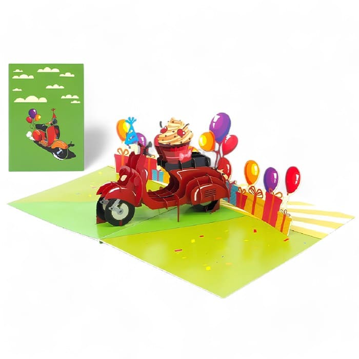 biglietto di auguri - happy vespa - kirigami