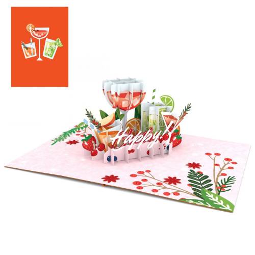 biglietto di auguri - happy hour - kirigami