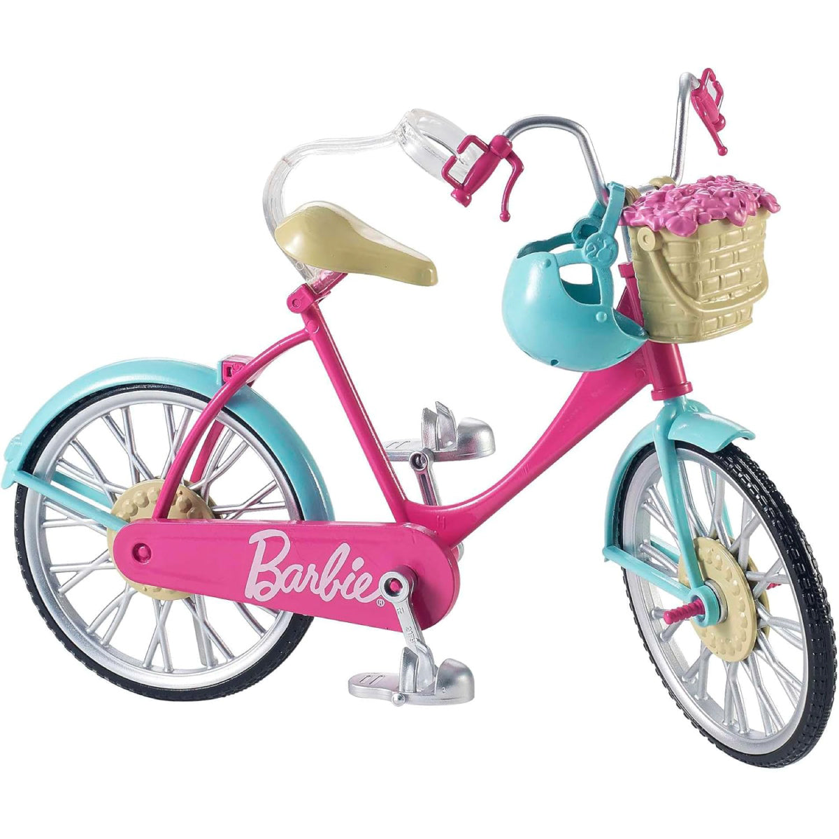 barbie bicicletta per bambole con casco e accessori
