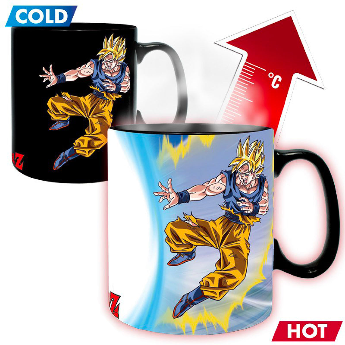 dragon ball - tazza heat change 460ml - goku vs buu
