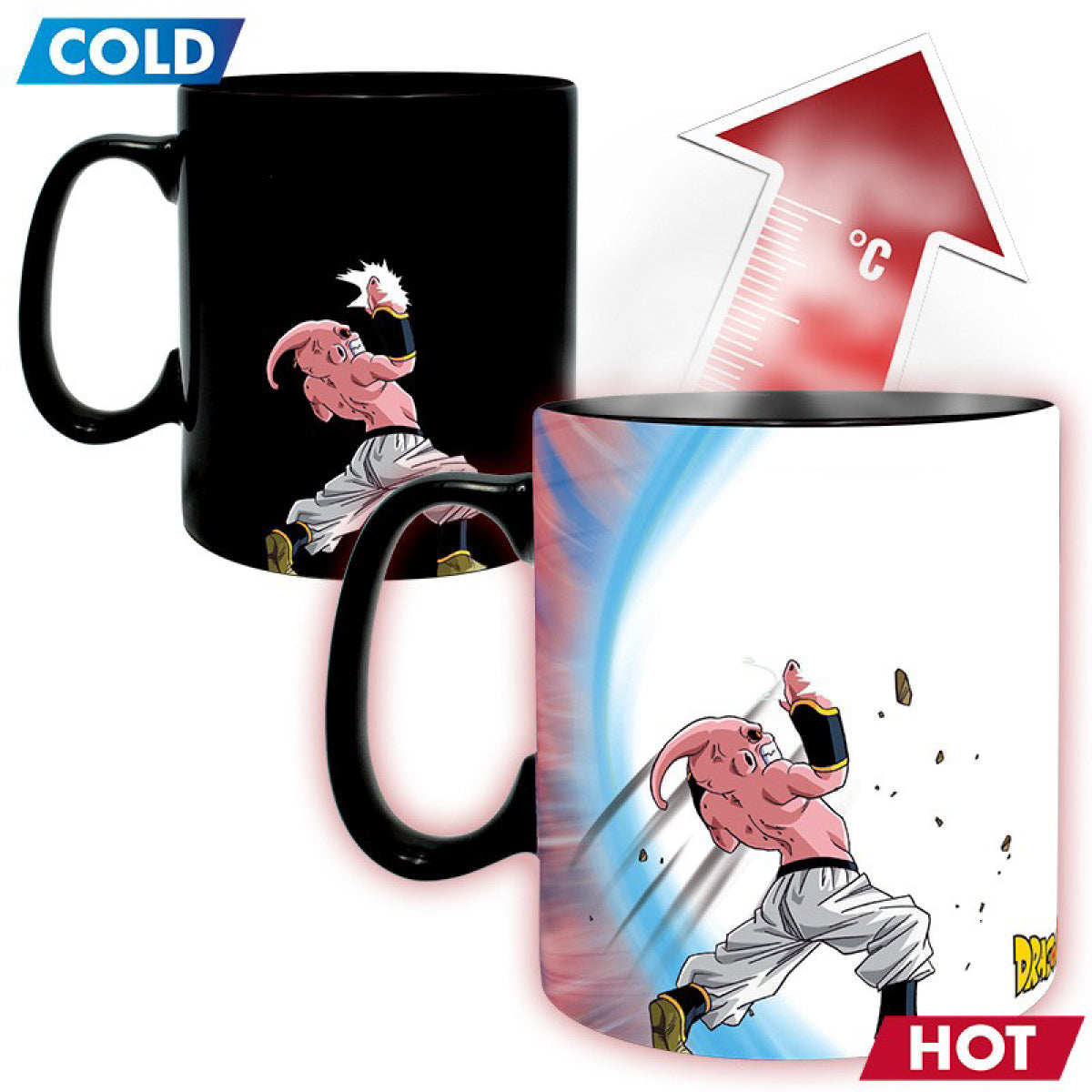 dragon ball - tazza heat change 460ml - goku vs buu