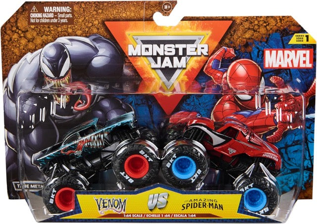 monster jam marvel - monster truck in metallo - pack con 2 modelli