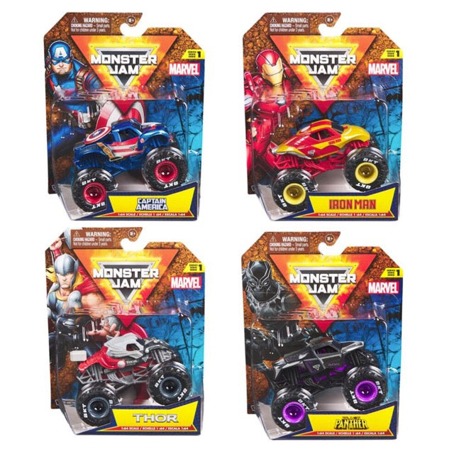 monster jam marvel - monster truck in metallo - modello assortito