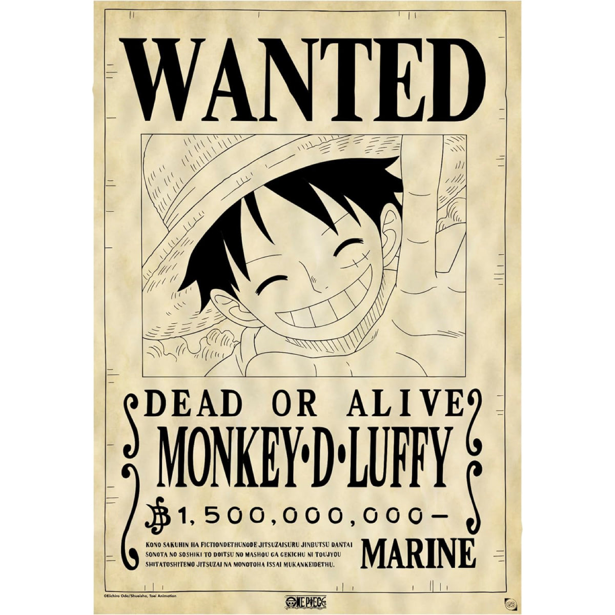 one piece - parchment poster 66x46cm - wanted luffy