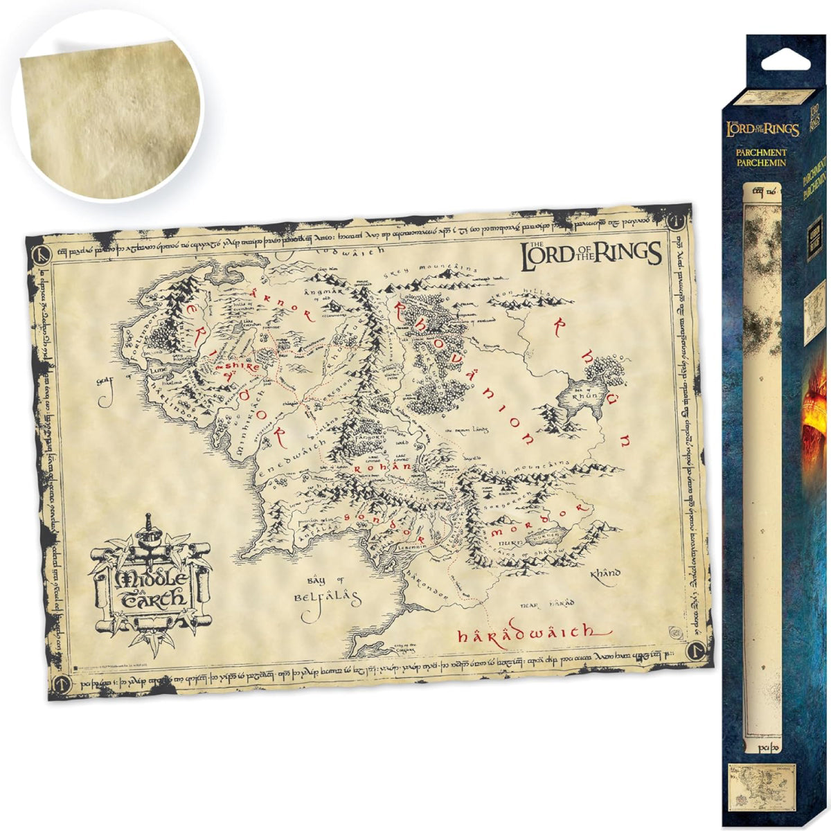 the lord of the rings - parchment poster 66x46cm - la terra di mezzo