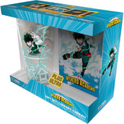my hero academia - gift set - large glass + pin + notebook heroes