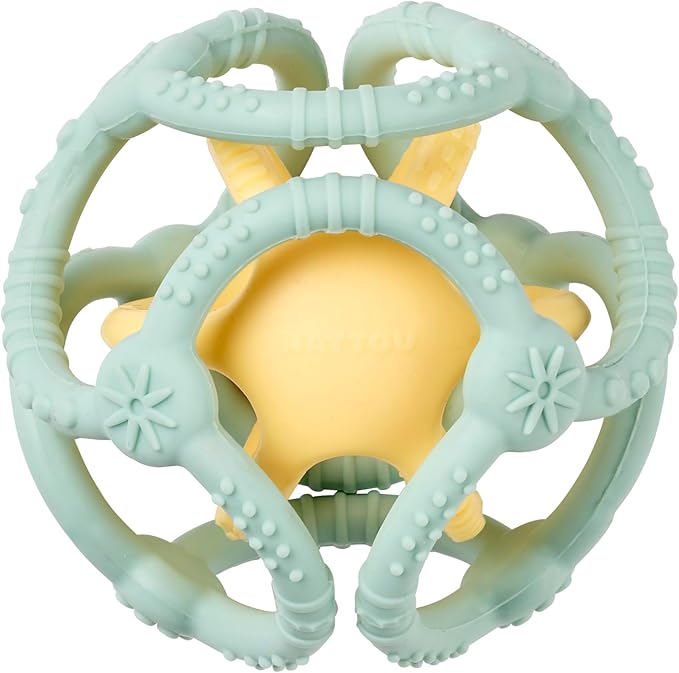 set 2 palline in silicone verde acqua - giallo