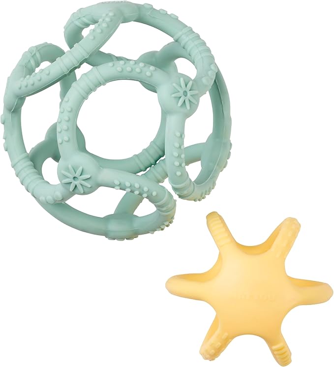 set 2 palline in silicone verde acqua - giallo