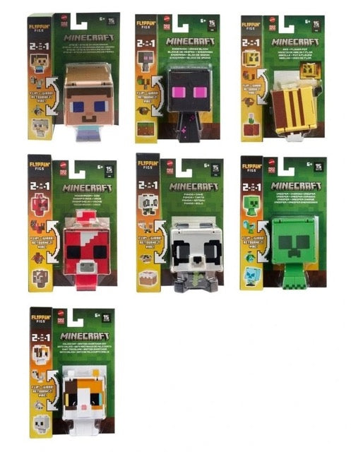 minecraft - flippin' figs personaggio 10cm - modello assortito