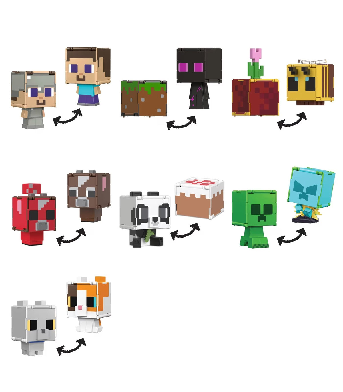 minecraft - flippin' figs personaggio 10cm - modello assortito