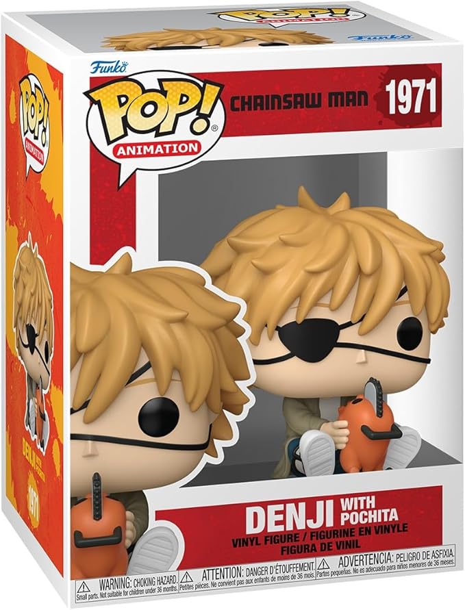 chainsaw man - denji & pochita 9cm - funko pop! 1971