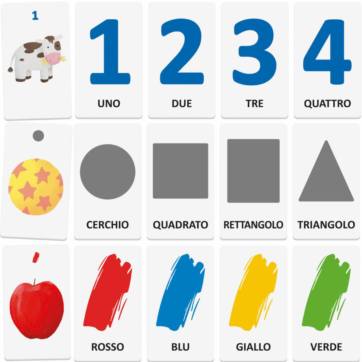 flashcards parlanti numeri, forme e colori