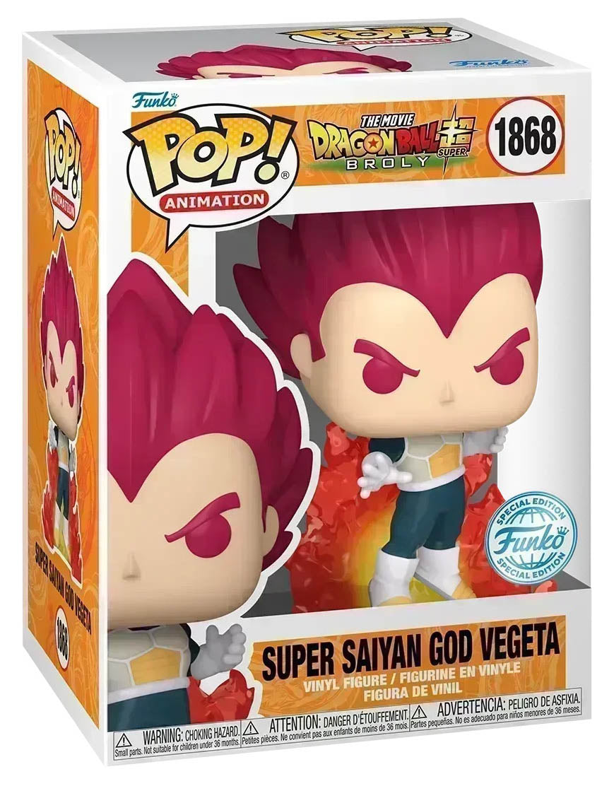 dragon ball super - vegeta super saiyan god 9cm - funko pop! 1868 glow