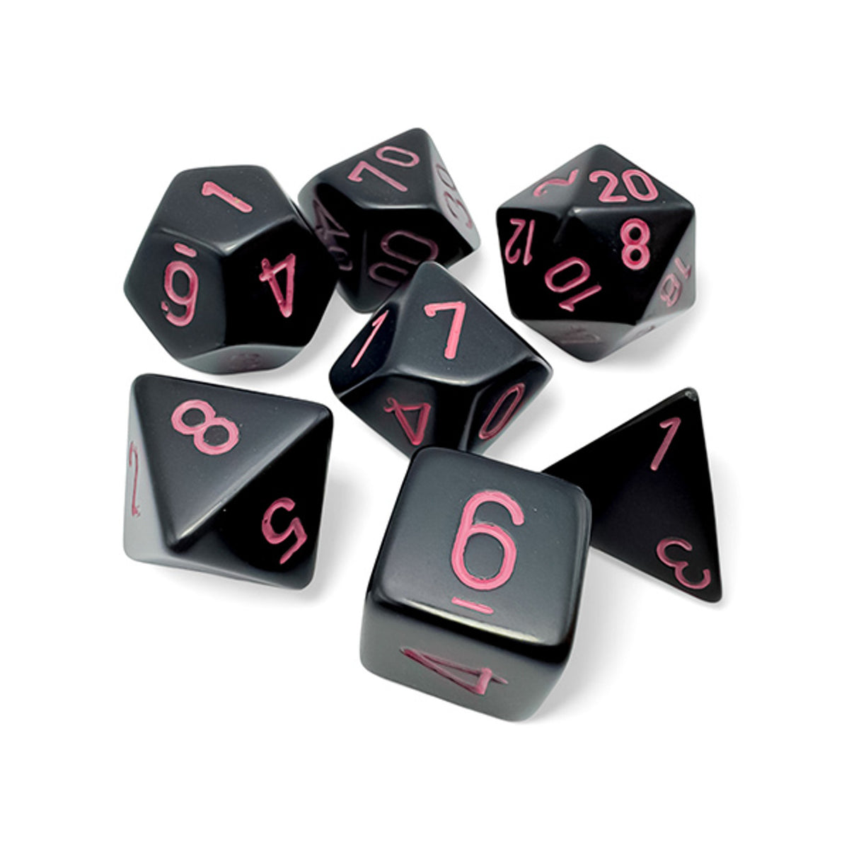 opaque nero/rosa - set di 7 dadi poliedrici