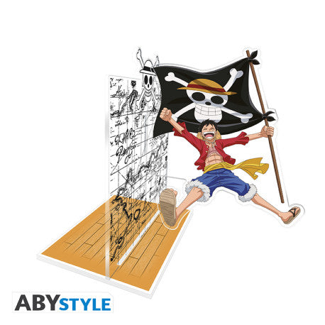 one piece - fermalibri acryl - luffy con la sua bandiera