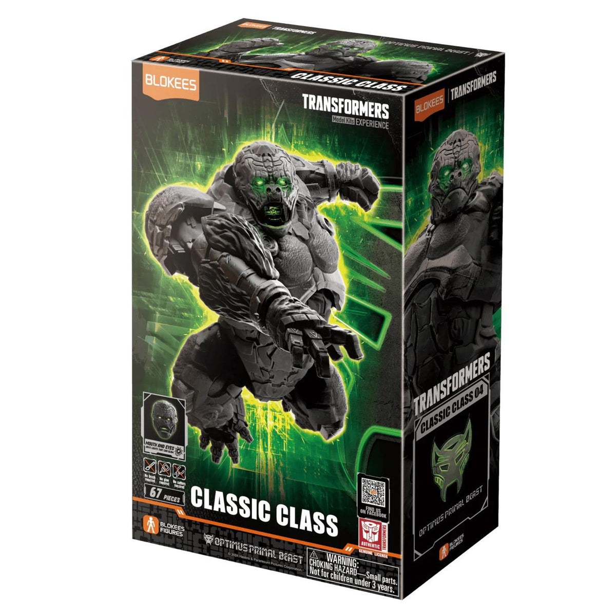 transformers - classic class 04 - optimus primal beast - 67pz - light-up mouth e eyes