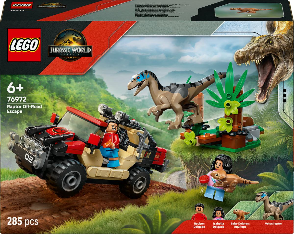 LEGO Jurassic World 76972 fuga dal raptor sul fuoristrada