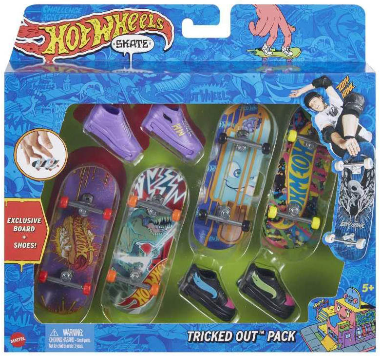 hot wheels skate - confezione 4 skateboard - modello assortito