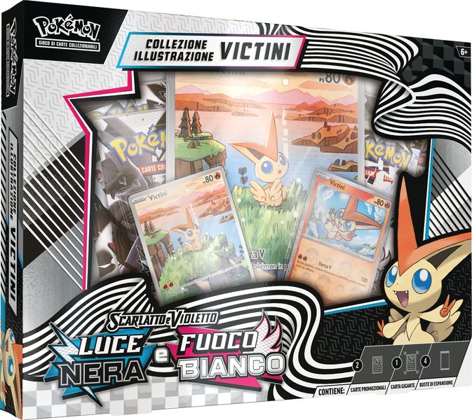 pokemon gcc - scarlatto e violetto luce nera e fuoco bianco - collezione illustrazione victini (ita)