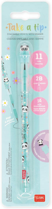 stackable pencil with eraser - take a tip - panda