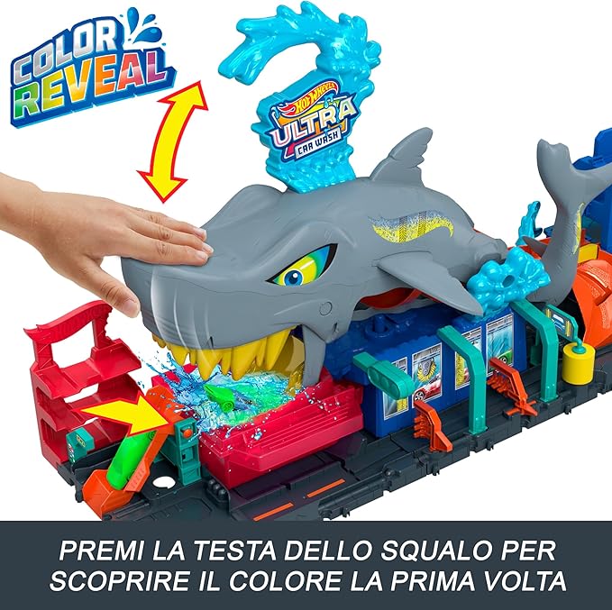 hot wheels city - autolavaggio mega squalo