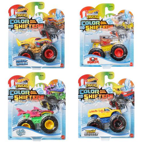 hot wheels - monster trucks color shift - 1:64 - modello assortito