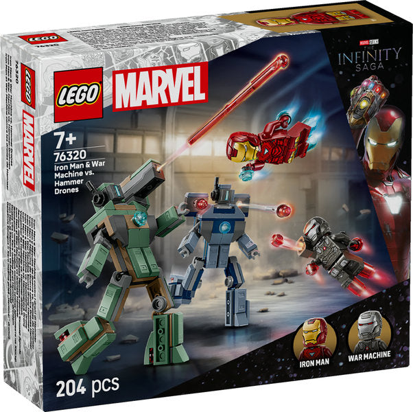 LEGO Super Heroes 76320 iron man e war machine contro i droni di hammer
