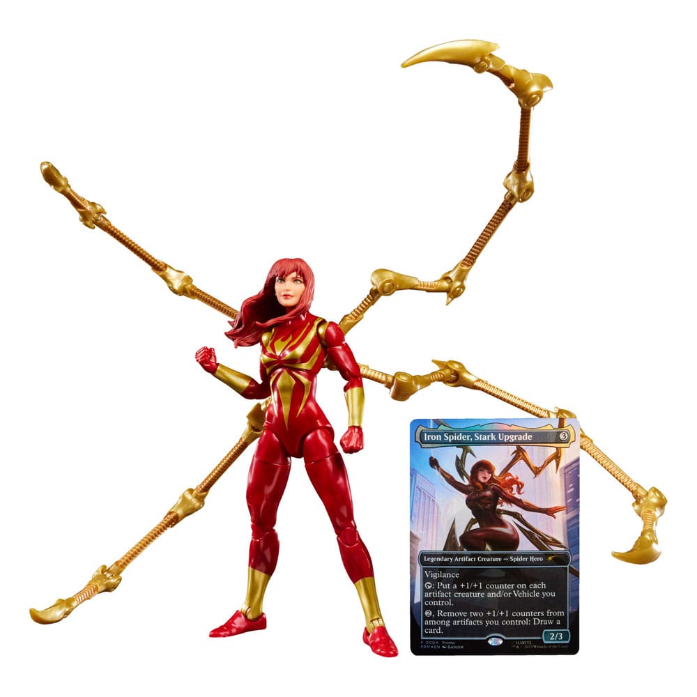 marvel legends series x magic: the gathering - mary jane, iron spider 15cm + 1 magic foil card