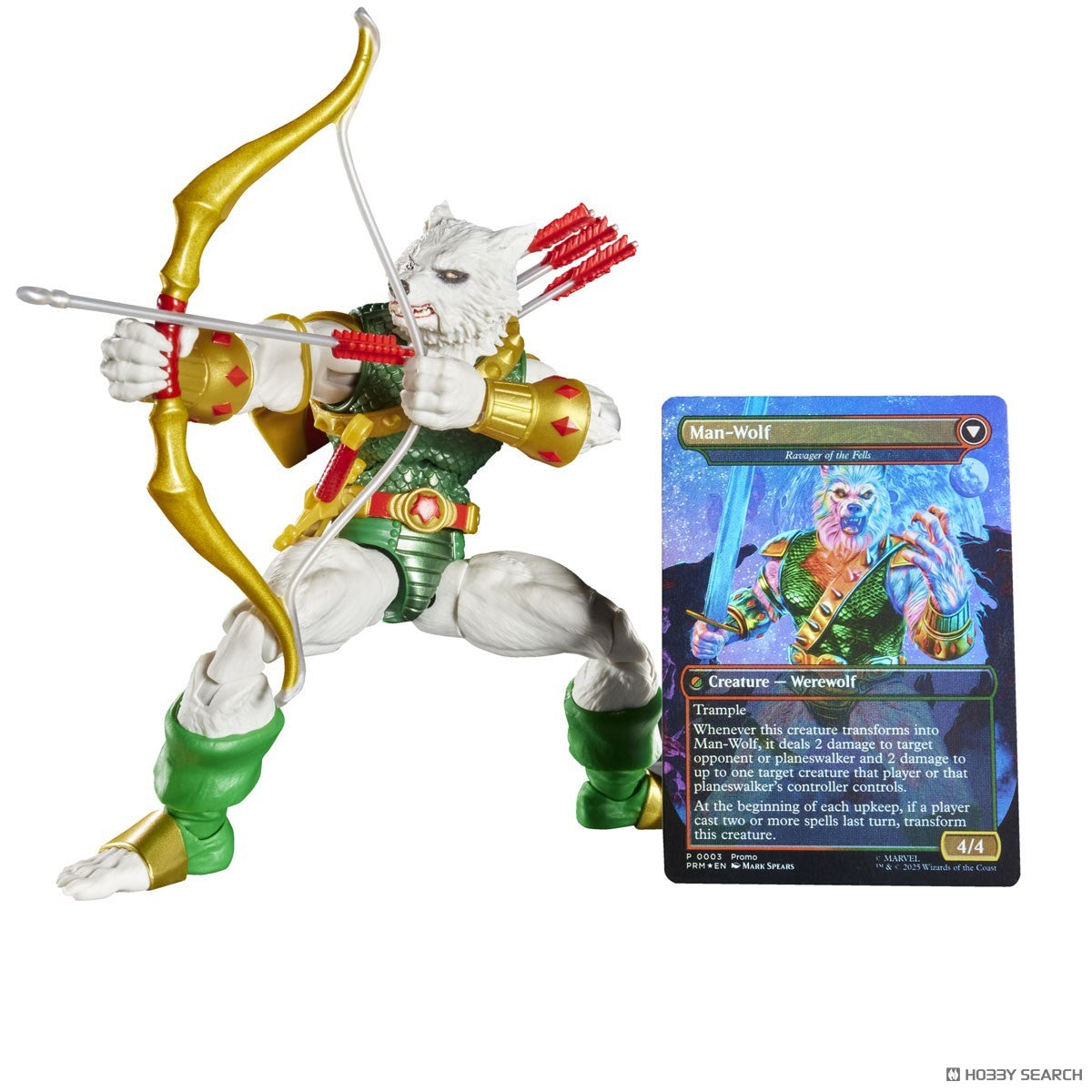 marvel legends series x magic: the gathering - man-wolf 15cm + 1 magic foil card
