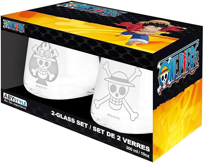 one piece - set 2 bicchieri - luffy & ace