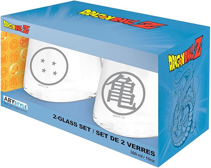 dragon ball - set 2 bicchieri - kame & dragon ball