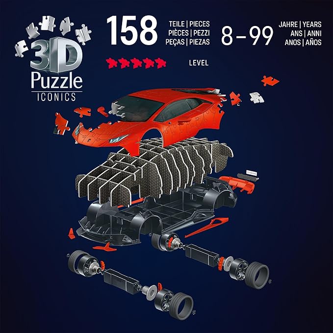 lamborghini huracán evo - arancio - puzzle 3d