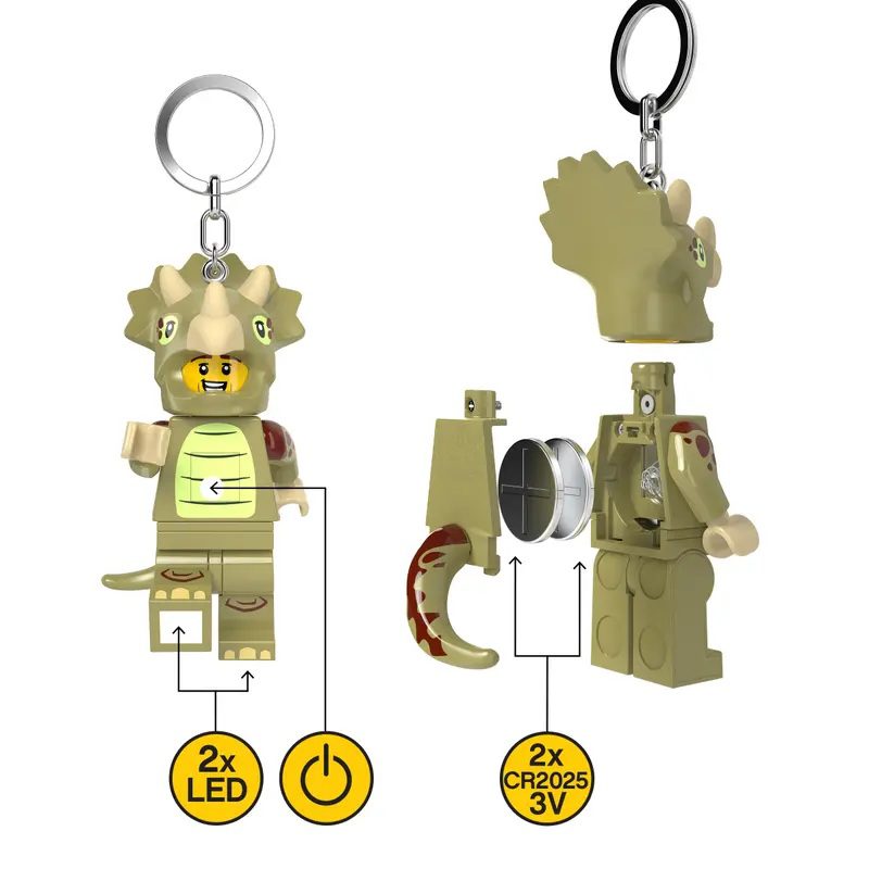 Gadget triceratopo portachiavi con torcia led