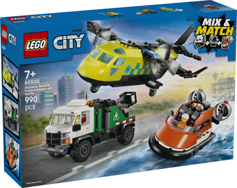 LEGO City 60505 remix aereo, camion di servizio e hovercraft