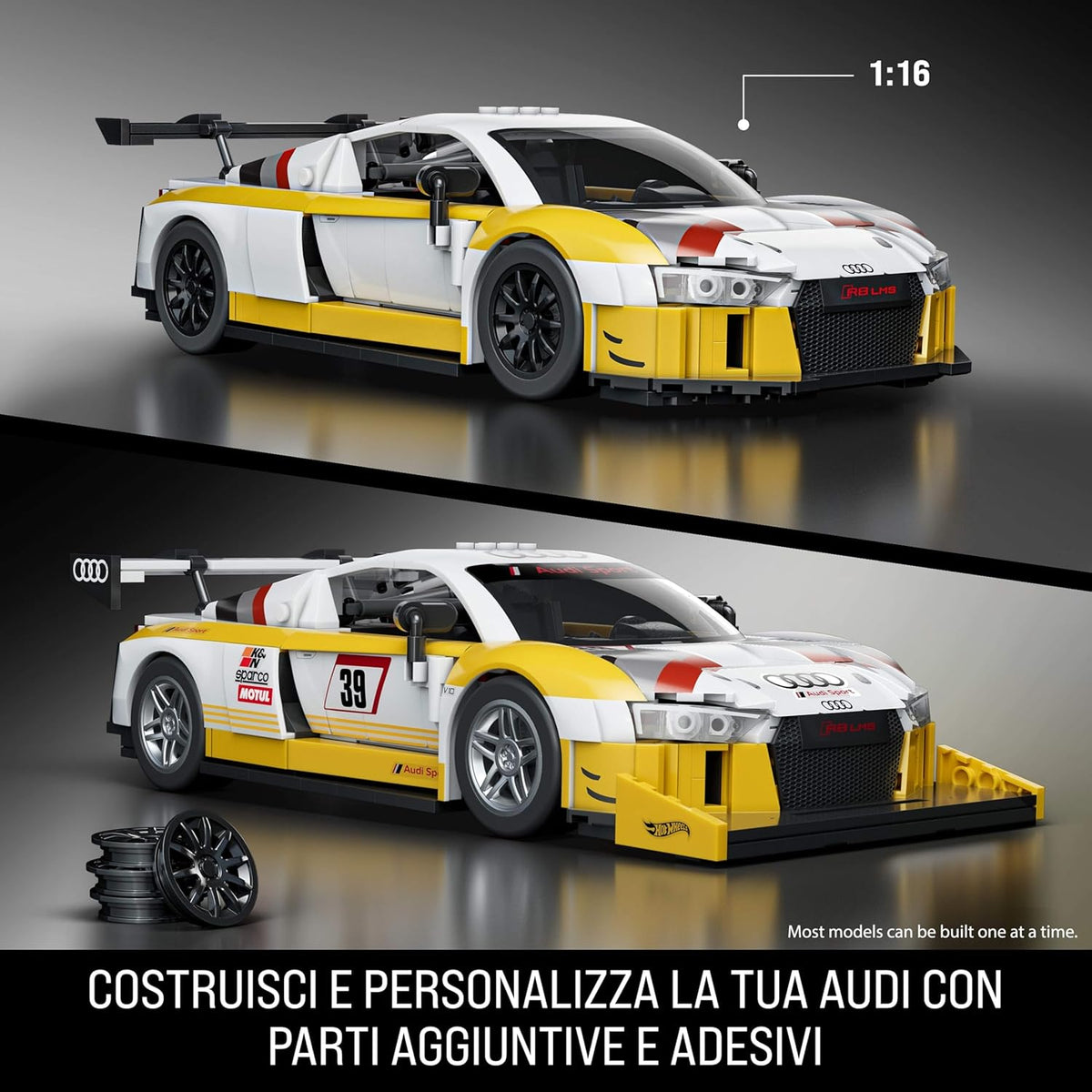 mattel brick shop hot wheels - audi r8 lms