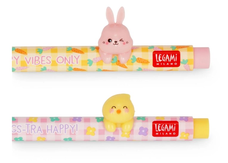 set di 2 penne gel - lovely friends - hoppy easter