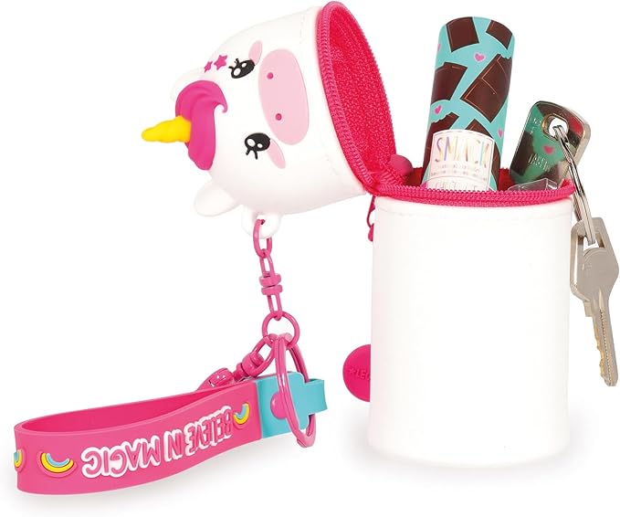 mini kawaii - portamonete con portachiavi - unicorno