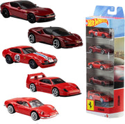 hot wheels - confezione 5 veicoli ferrari