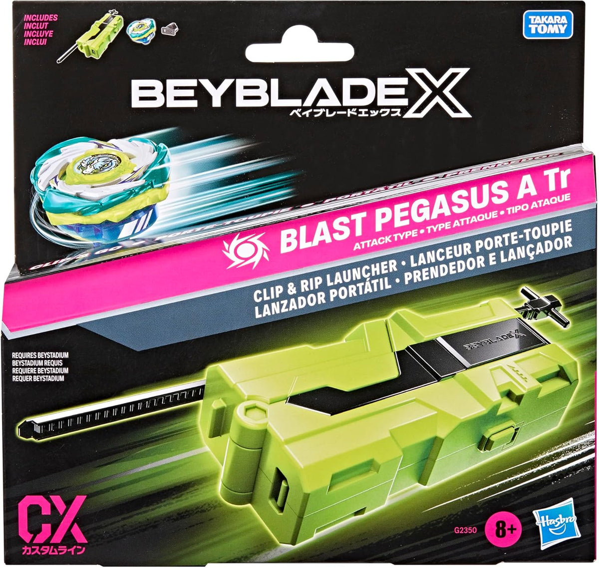 beyblade x - clip n rip launcher con bey d'attacco
