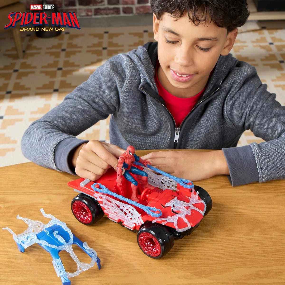 spider man - brand new day - action figure con buggy con spararagnatele