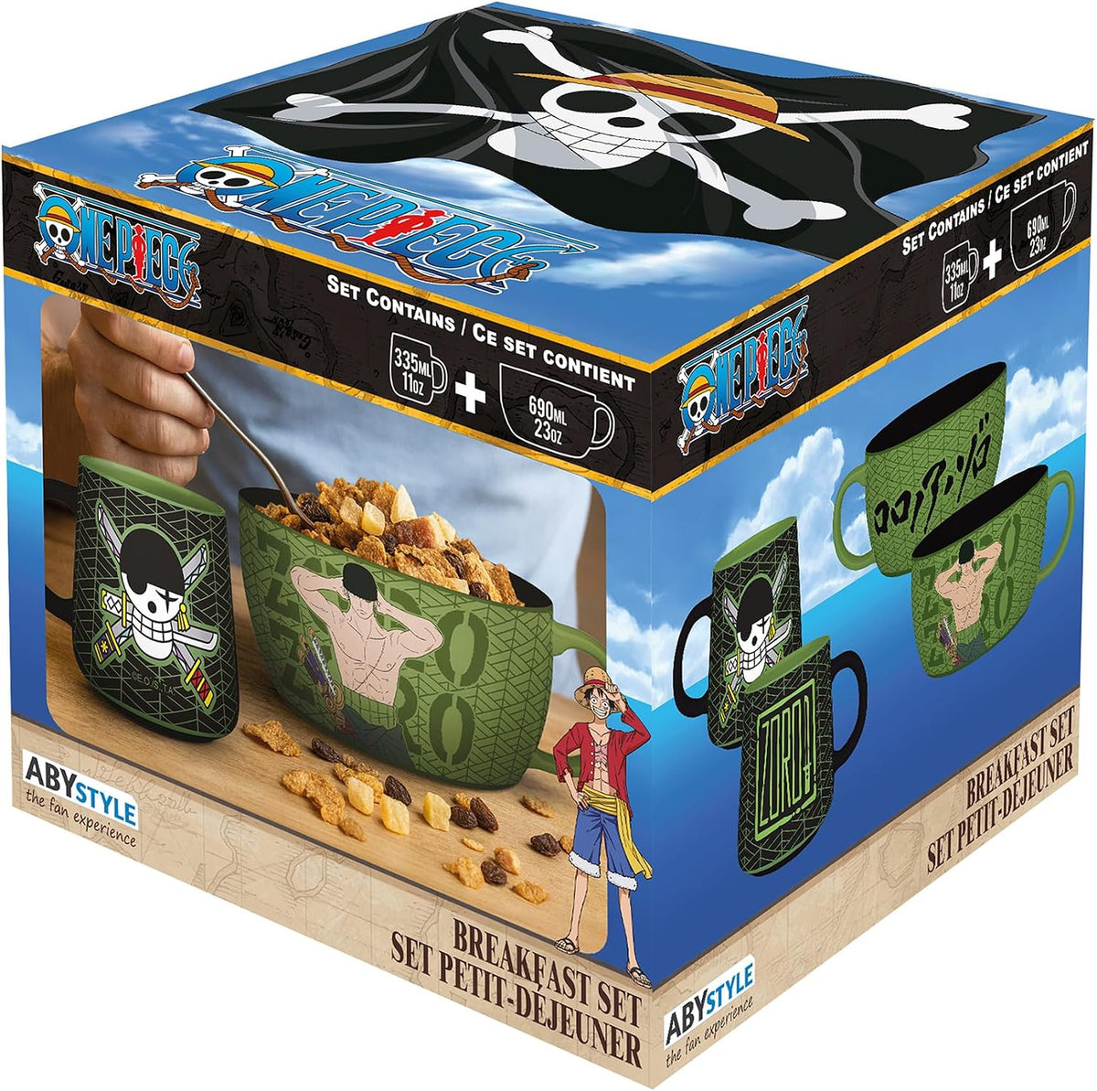 one piece: zoro - breakfast set mug + bowl