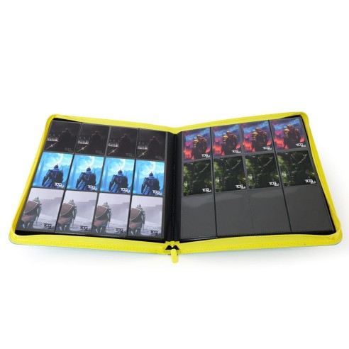 12-pocket trading card binder with zipper - 624 rosso - zip gialla
