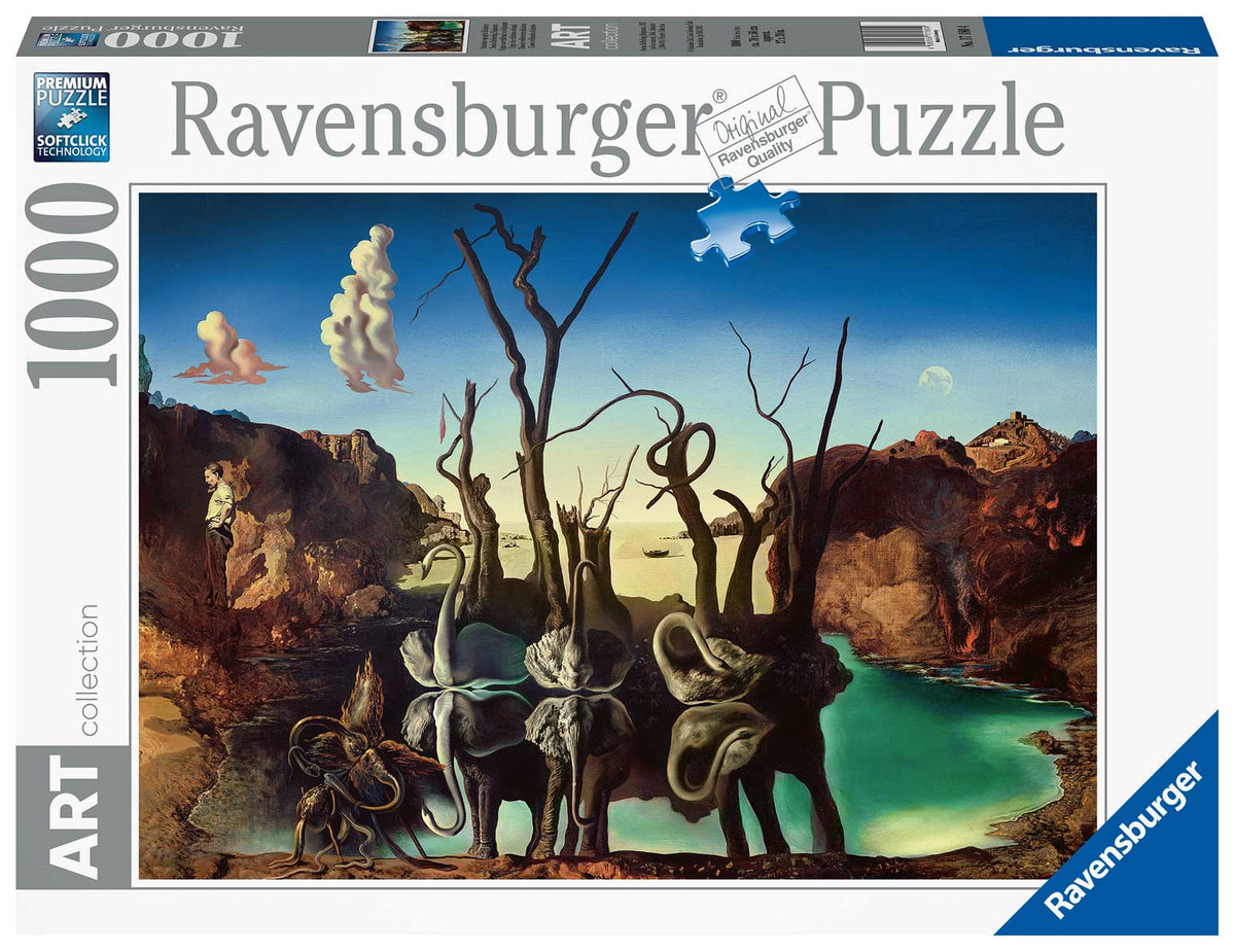 salvator dalì: cigni che riflettono elefanti - puzzle 1000 pezzi