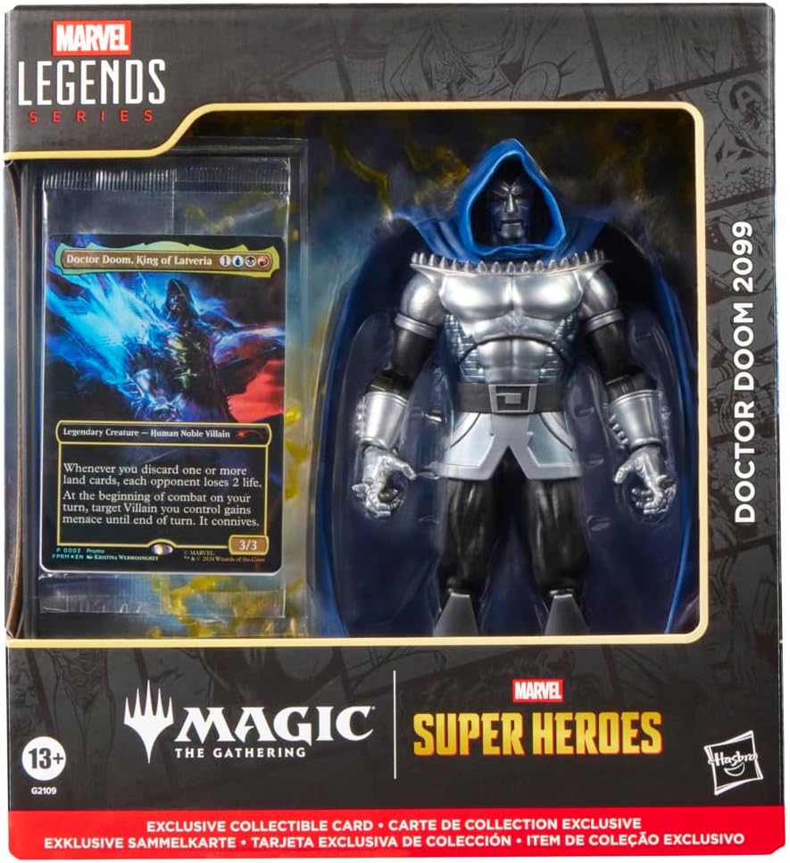 marvel legend series - dottor doom - personaggio snodabile con carta magic