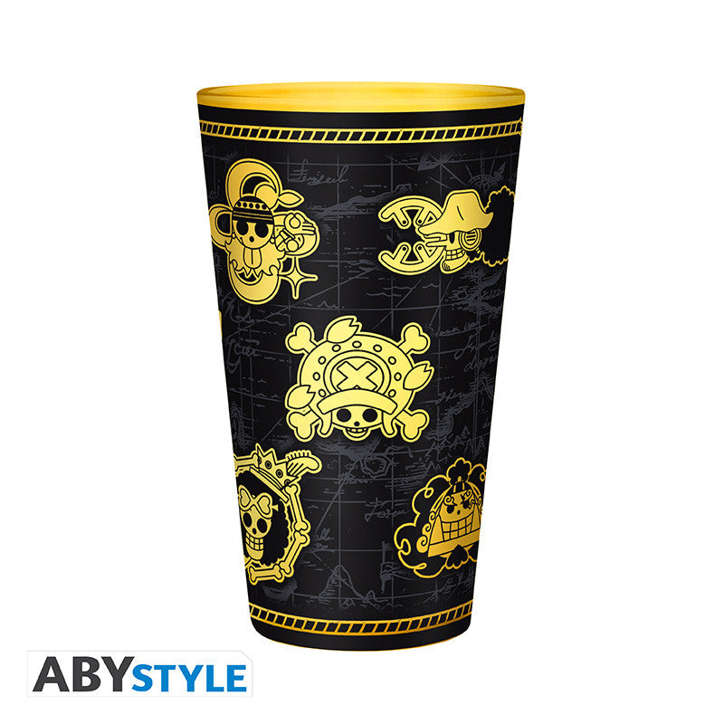 one piece - gold skulls - premium large glass 400ml