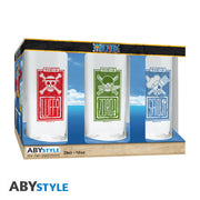 one piece - 3 glass set - skulls