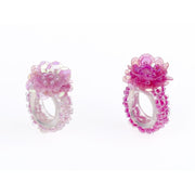 anello mira rosa e fucsia con fiore di perline